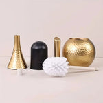 Stylish Toilet Brush in Gold with Ergonomic Handle and Holder