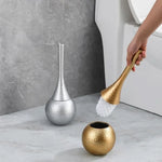 Stylish Toilet Brush in Gold with Ergonomic Handle and Holder