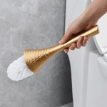 Stylish Toilet Brush in Gold with Ergonomic Handle and Holder