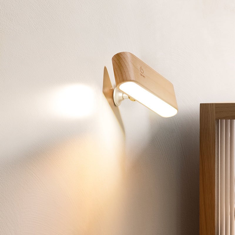 Stylish Solid Wood Desk Lamp with 360-Degree Rotation and Magnetic Charging