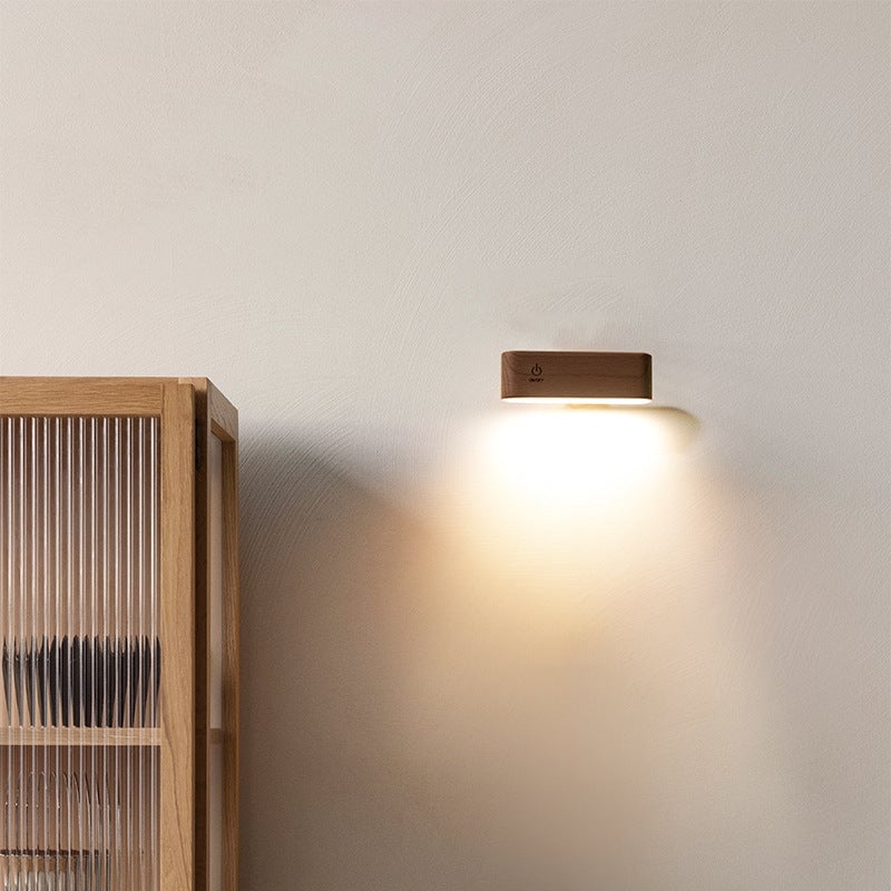 Stylish Solid Wood Desk Lamp with 360-Degree Rotation and Magnetic Charging