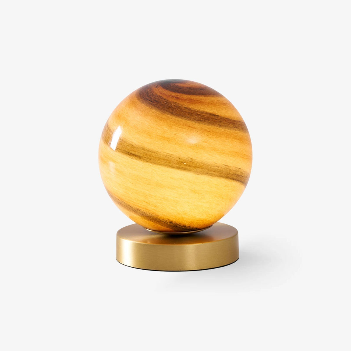 Stylish table lamp with marble sphere and brass base – Perfect lighting for bedroom and desk
