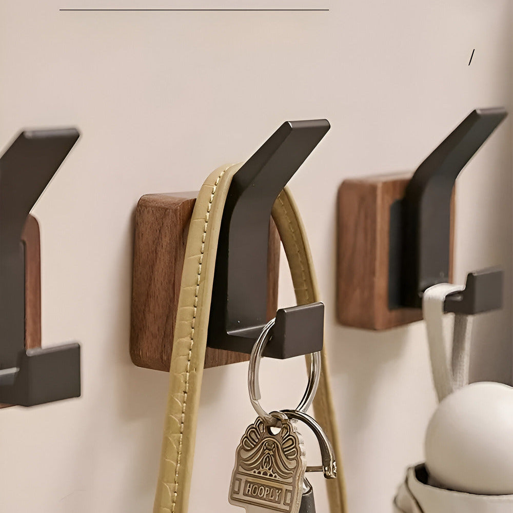 Stylish walnut wall coat hook with flexible hanging options