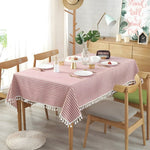 Stilvolle Streifen-Tischdecke mit Quasten aus Mikrofaser