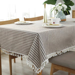 Stilvolle Streifen-Tischdecke mit Quasten aus Mikrofaser