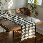 Stylish Diamond Table Runner with Tassels for Your Home