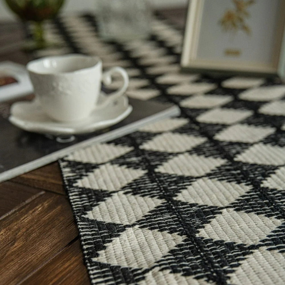 Stylish Diamond Table Runner with Tassels for Your Home