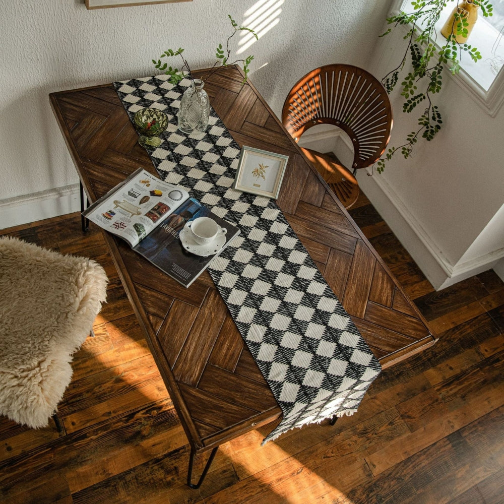 Stylish Diamond Table Runner with Tassels for Your Home
