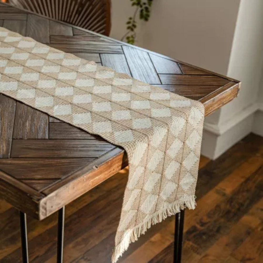 Stylish Diamond Table Runner with Tassels for Your Home