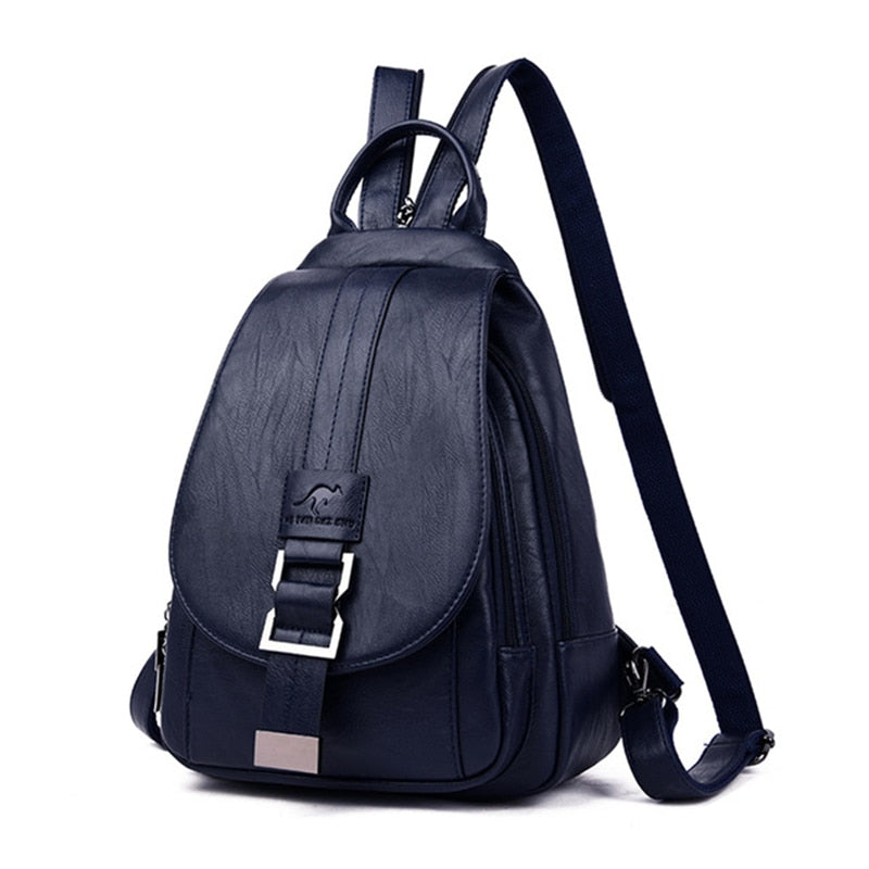 Stylish Women's Leather Backpack with Security Clasp