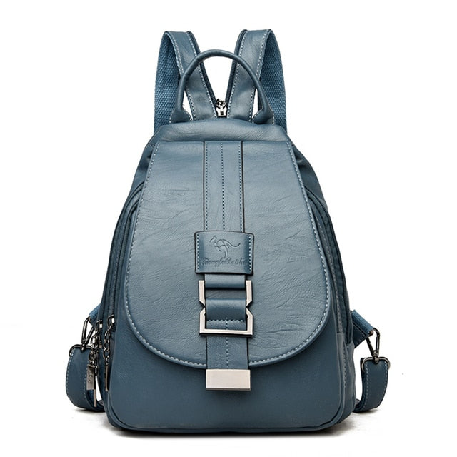 Stylish Women's Leather Backpack with Security Clasp