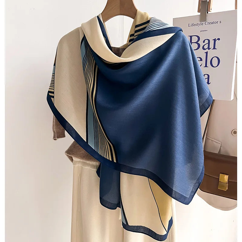 Elegant winter scarf made of fine wool and cotton for women