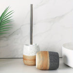 Stilvolles Toilettenbürsten-Set mit Keramiksockel und Edelstahlgriff