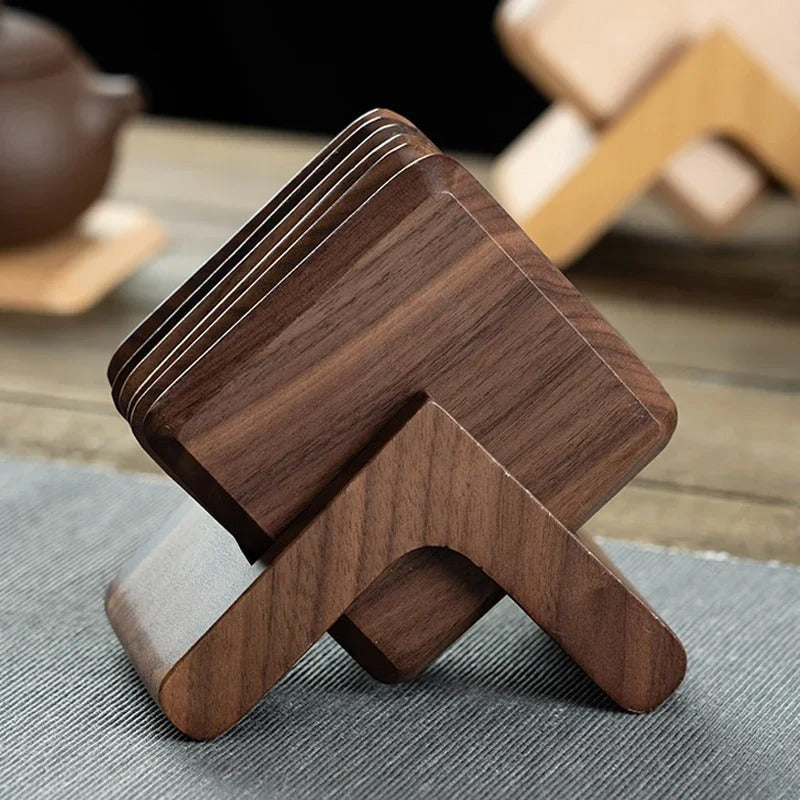 Elegant Wooden Coaster Set for Stylish Living