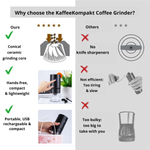 Elektrische Kaffeemühle | Anpassbare Mahlgrade | USB Wiederaufladbar | AromaMaster