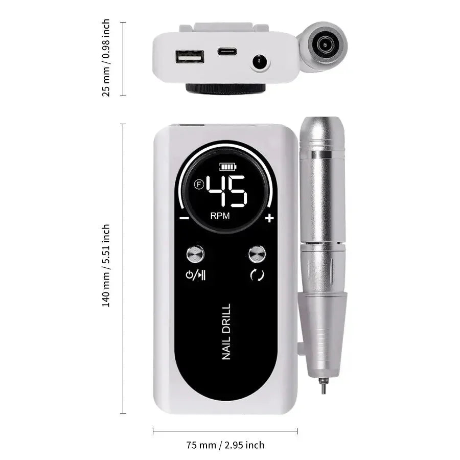 Kabelloser Nagelbohrer mit LCD-Anzeige und Wiederaufladung