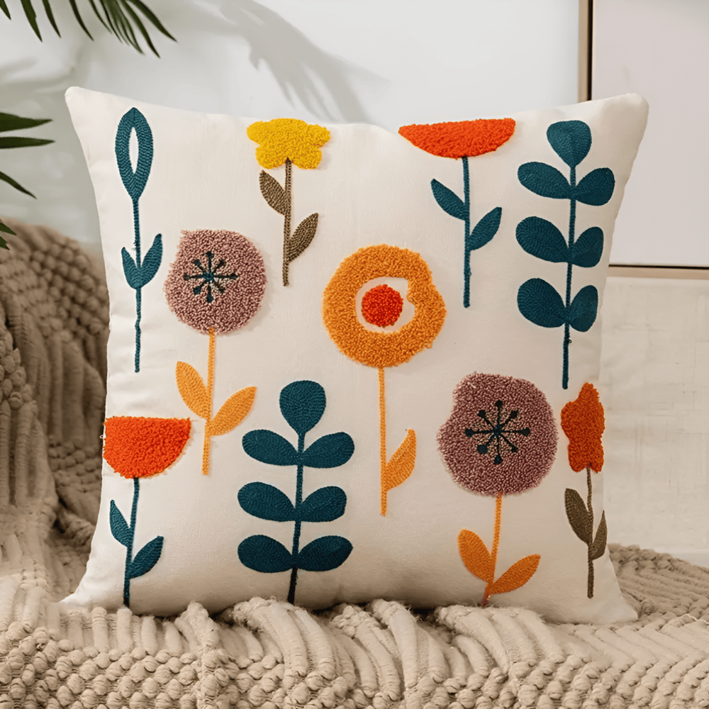 Elegant Pillow Cover with Floral Embroidery – Soft and Stylish