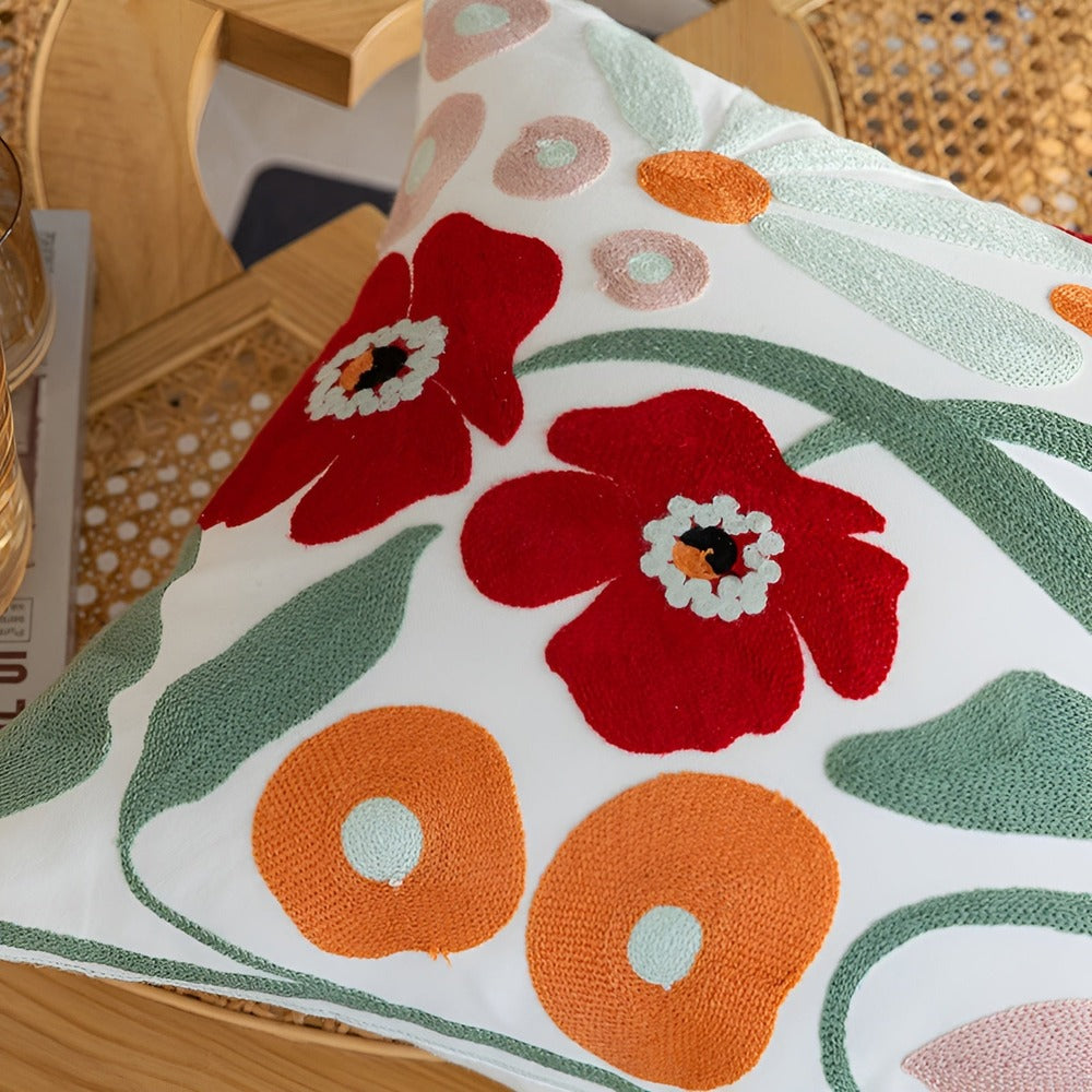 Elegant Pillow Cover with Floral Embroidery – Soft and Stylish