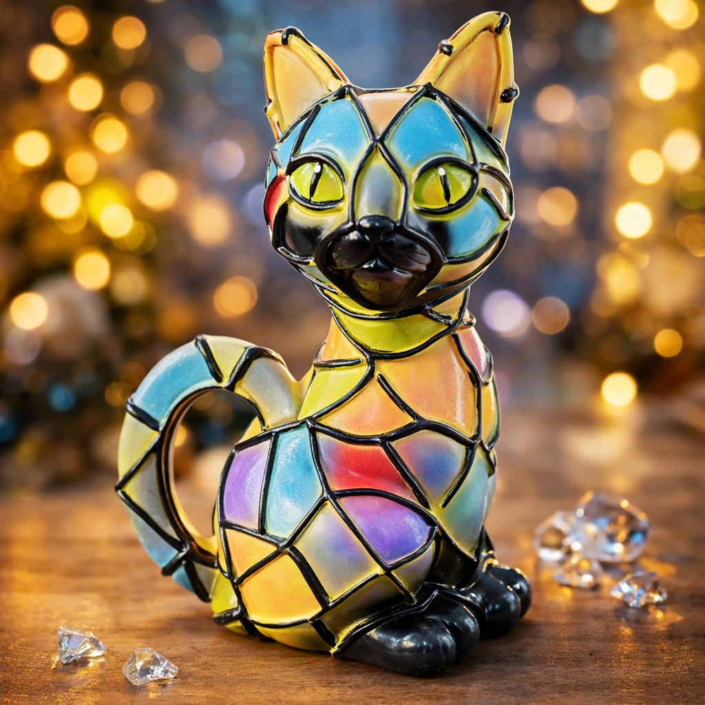 Elegante Katzenlampe aus Kunstharz – Stilvolle Beleuchtung mit warmem Licht
