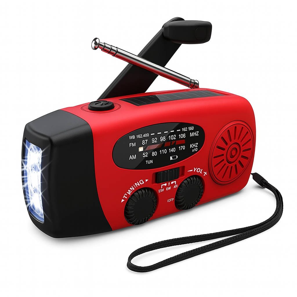 Handkurbel Notfallradio – AM/FM Radio mit Powerbank, Taschenlampe & USB-C Ladegerät