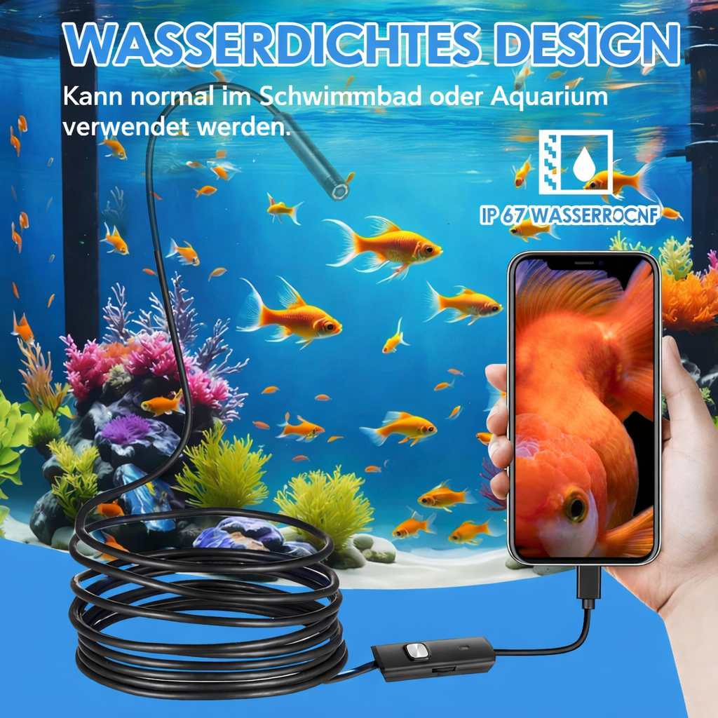 Wasserdichte Inspektionskamera mit HD-Ansicht und LED-Beleuchtung
