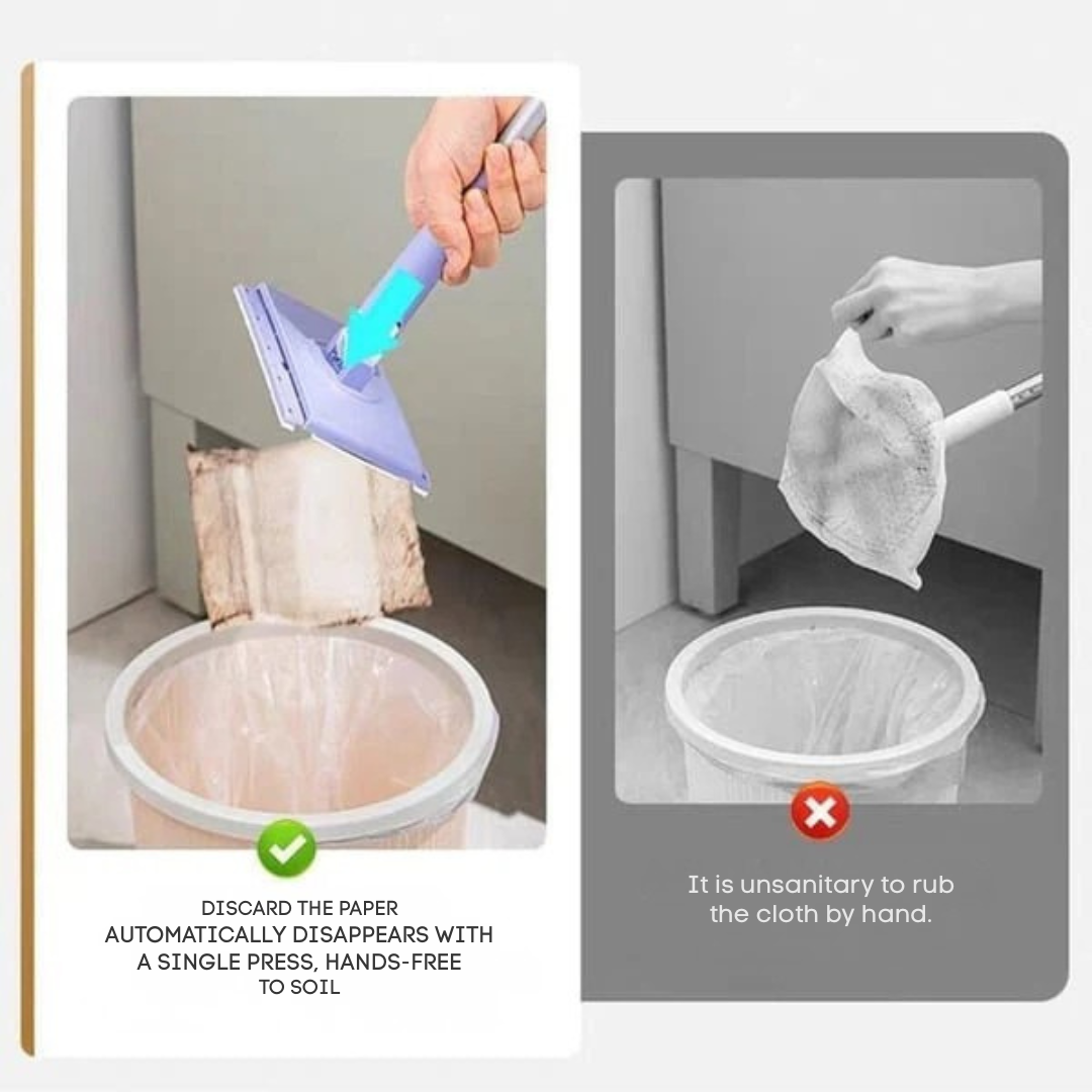 Hygienischer Flachmopp mit 360° Drehkopf – Berührungsfreies Reinigen