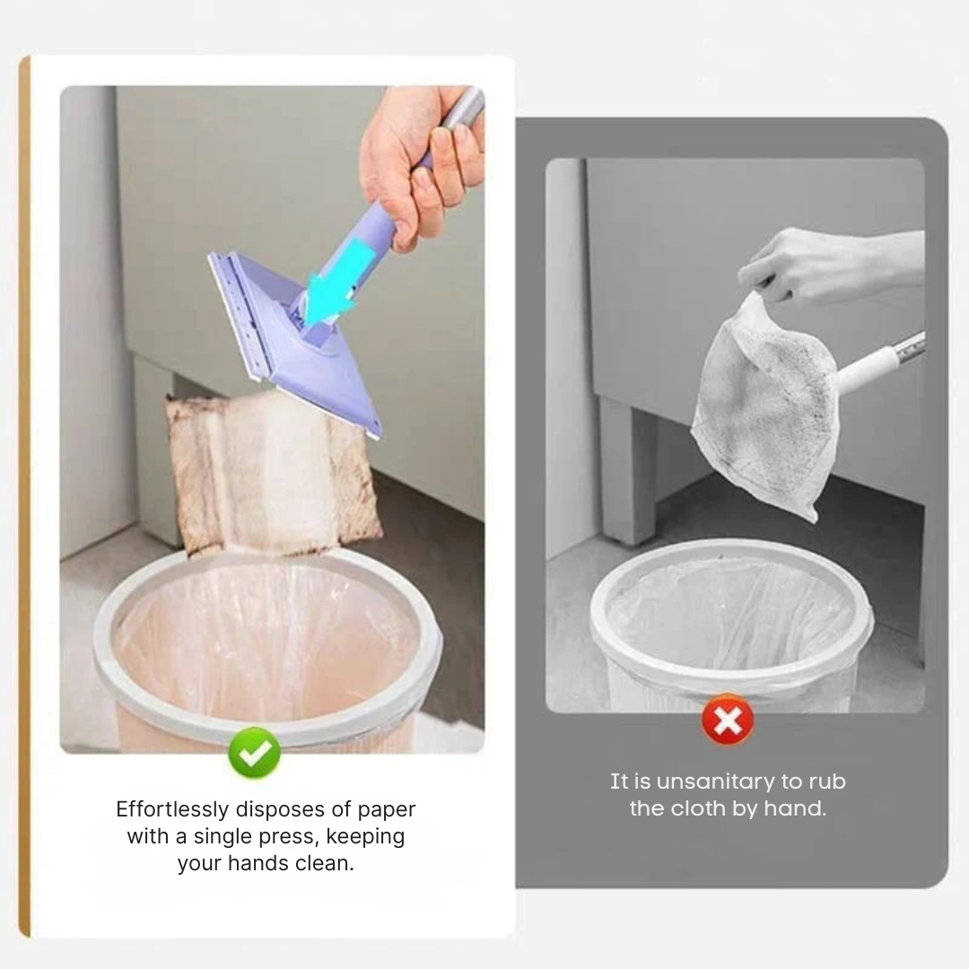 Hygienischer Flachmopp mit 360° Drehkopf – Berührungsfreies Reinigen