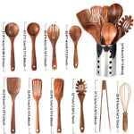11-teiliges Küchenutensilien-Set aus Teakholz – Mit Halter – Natürlicher Look