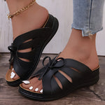 Elegante Damensandalen mit Schleife und Keilabsatz – Orthopädische Einlage