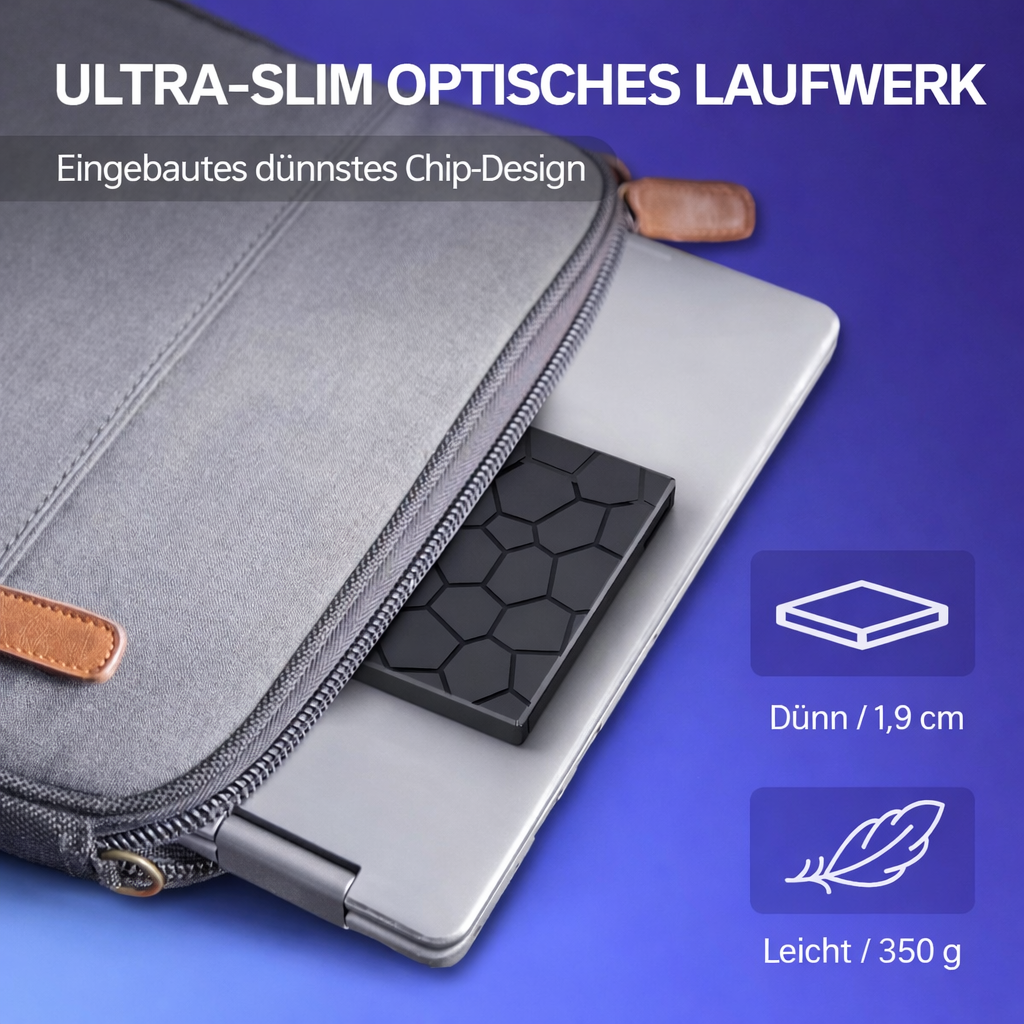 Externer CD/DVD-Leser | Sofortiger Zugriff | USB-C Hub mit SD-Kartenleser