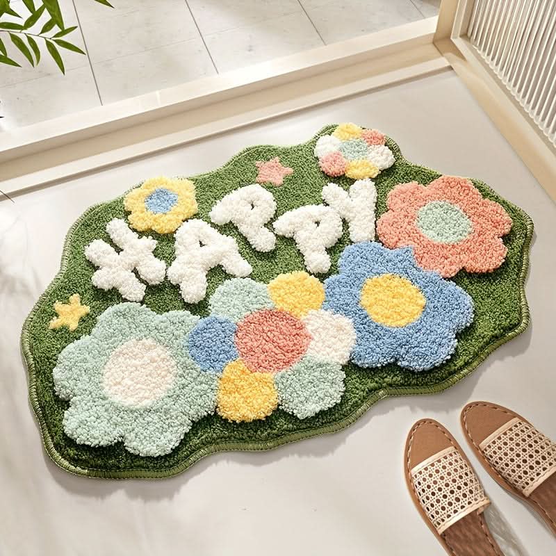 Elegant microfiber bathroom mat with high absorbency