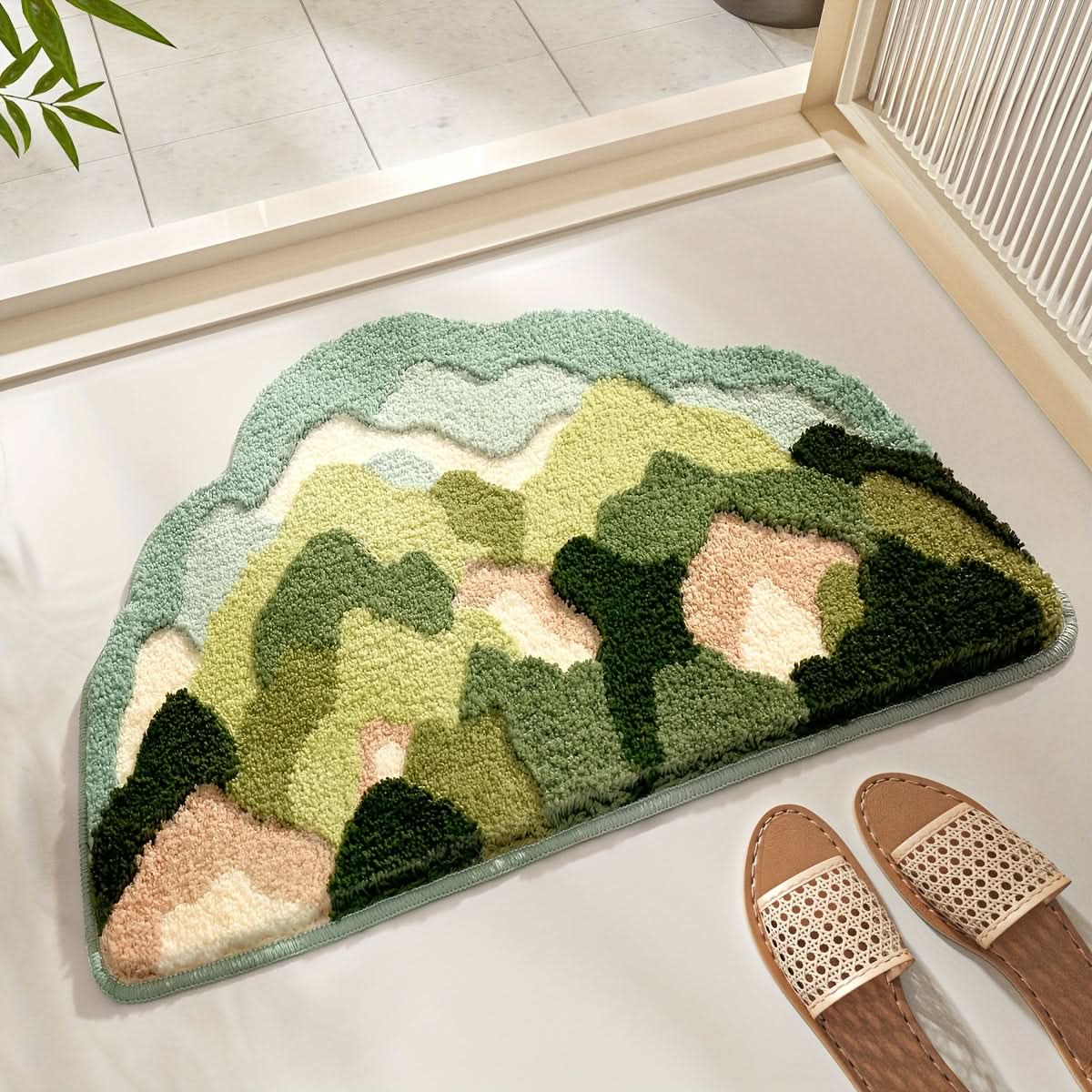 Elegant microfiber bathroom mat with high absorbency