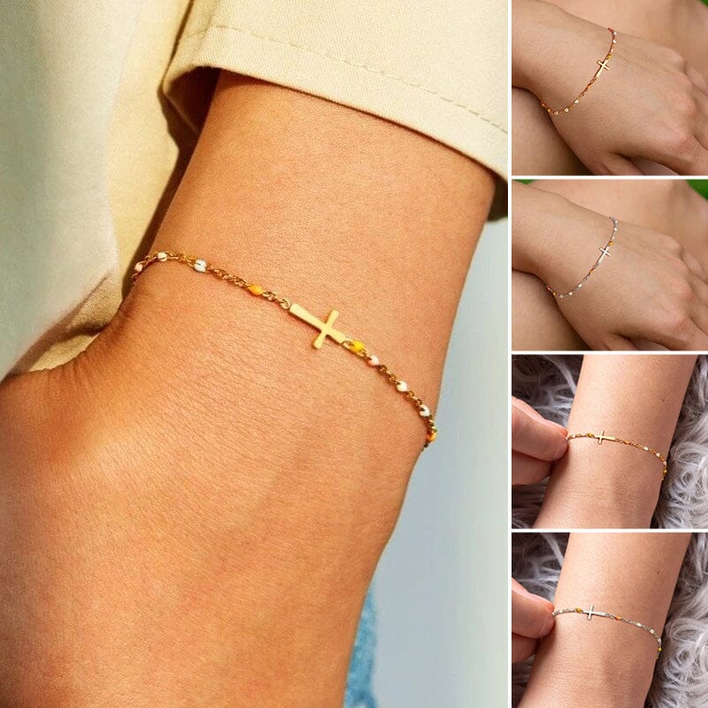 Verstellbares Kreuzarmband für Freundschaft und Glauben – Silber oder Gold – Geschenkbox verfügbar