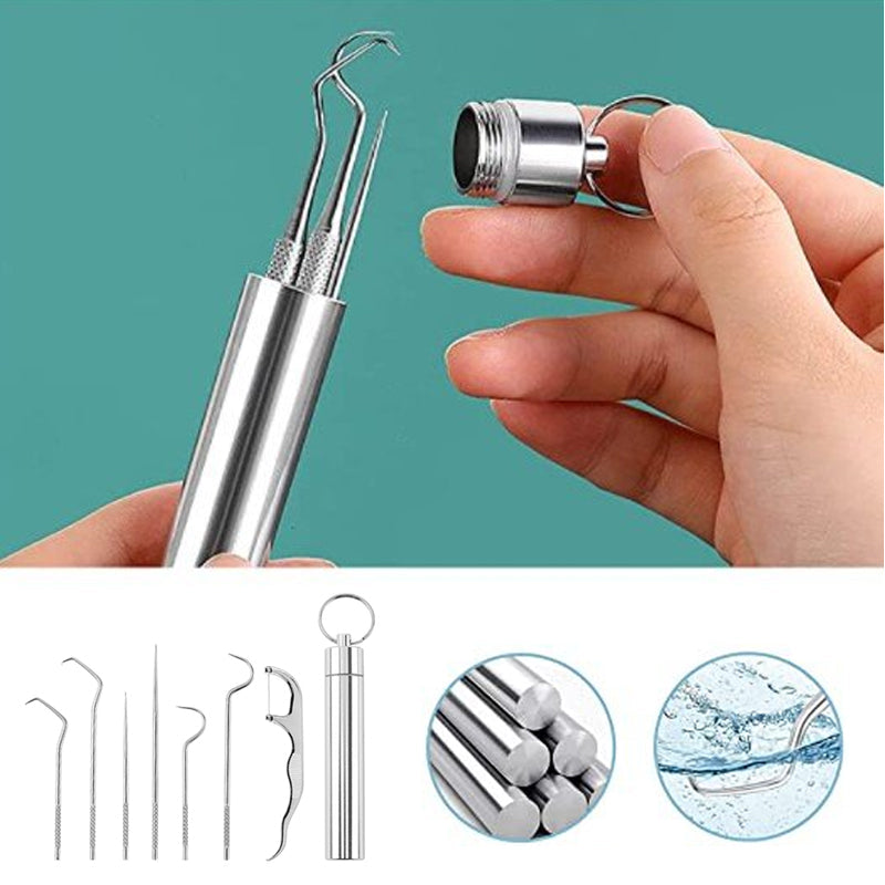 Hochwertiges Edelstahl-Zahnstocher-Set (7 Teile) | Dentisafe