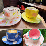Handbemalte Kaffeetasse aus Keramik mit Untertasse – Teeset
