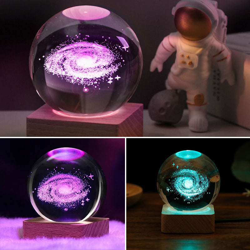 3D Kristallkugel Nachtlicht Deko Lampe – Galaxy Effekt