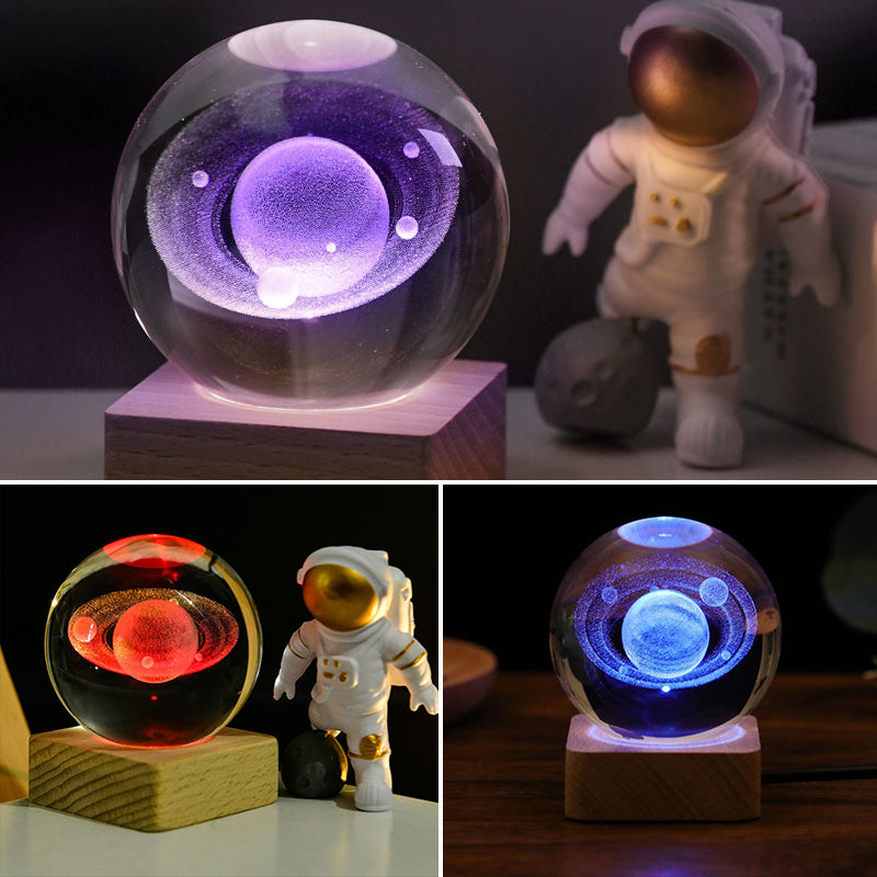 3D Kristallkugel Nachtlicht Deko Lampe – Galaxy Effekt