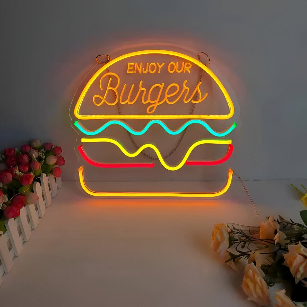 Schnelles Essen LED Neonlicht – Bunte Wanddekoration mit USB-Anschluss