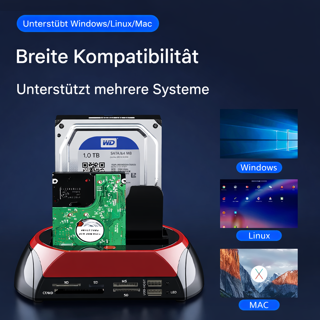 Datenzugang mit der flexiblen Festplattendockingstation