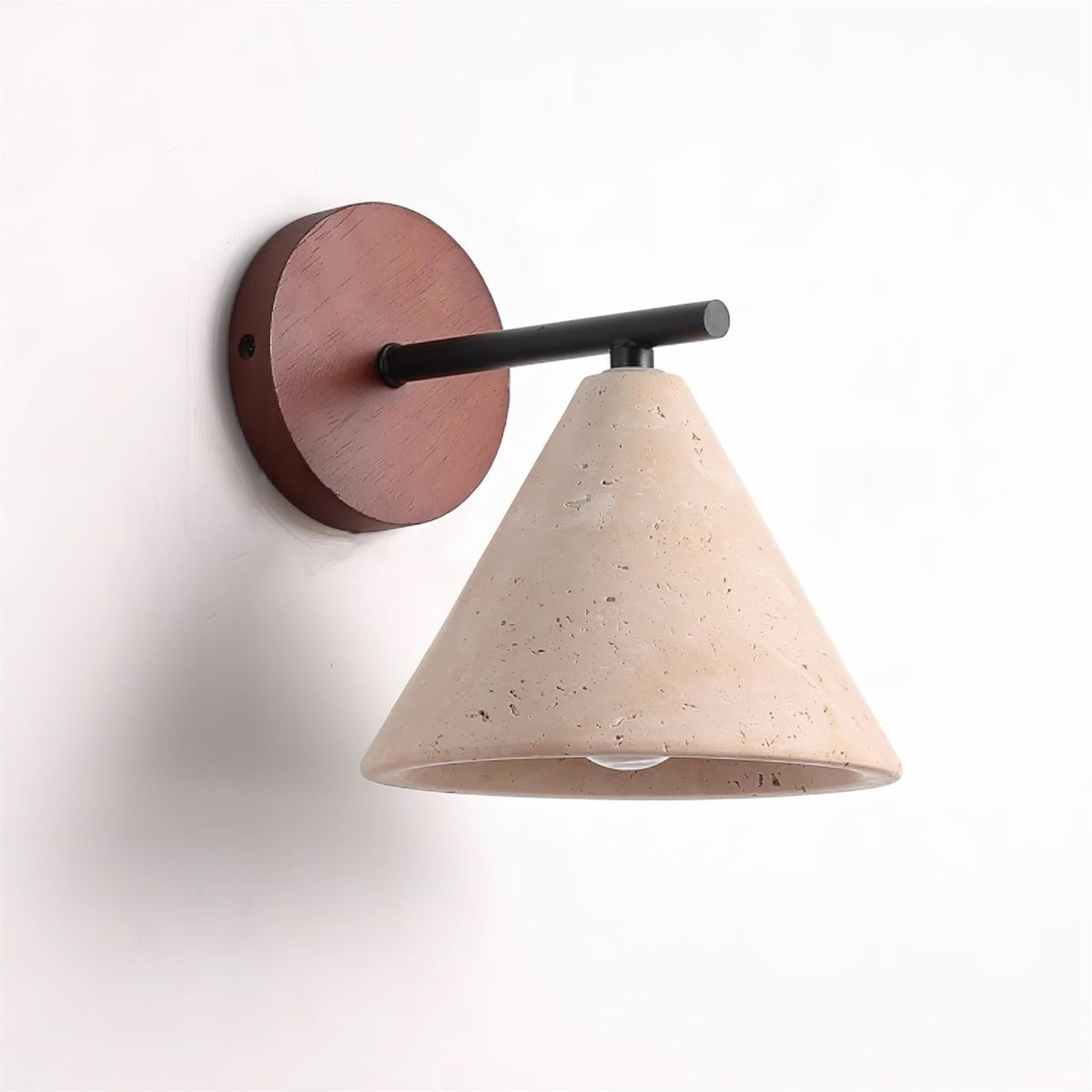 Wandlampe aus Naturstein – Stilvolle Holzleuchte mit Travertinschirm für Gemütliches Licht