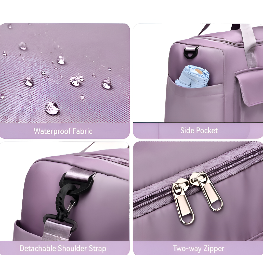Wasserdichte Reisetasche mit Schuhfach – Leichte Wochenendtasche mit viel Stauraum