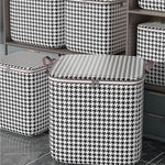 Foldable Checkered Storage Box with Zipper