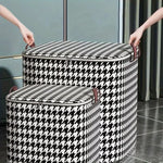Foldable Checkered Storage Box with Zipper