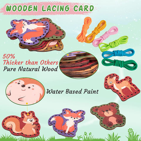Lacing Cards with Forest Animals - Learning Toy for Creative Minds