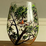 Wine Glasses with Seasonal Tree - Hand-Painted Artworks