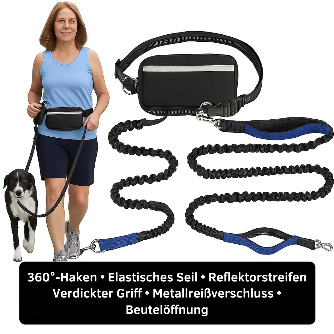 Bequeme Freihand-Hundeleine mit praktischer Tasche