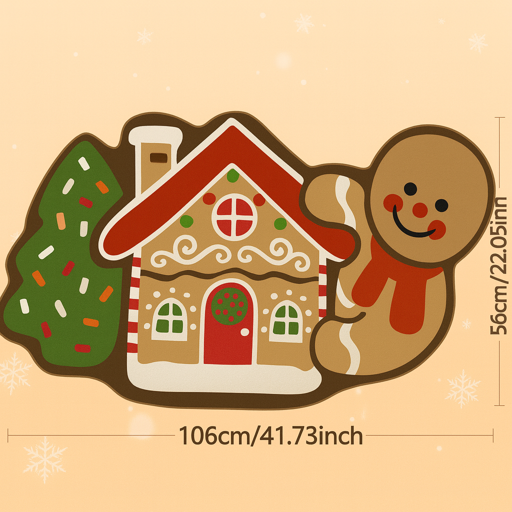 Frostholm Lebkuchen Weihnachtsteppich – Gemütliche rutschfeste Fußmatte