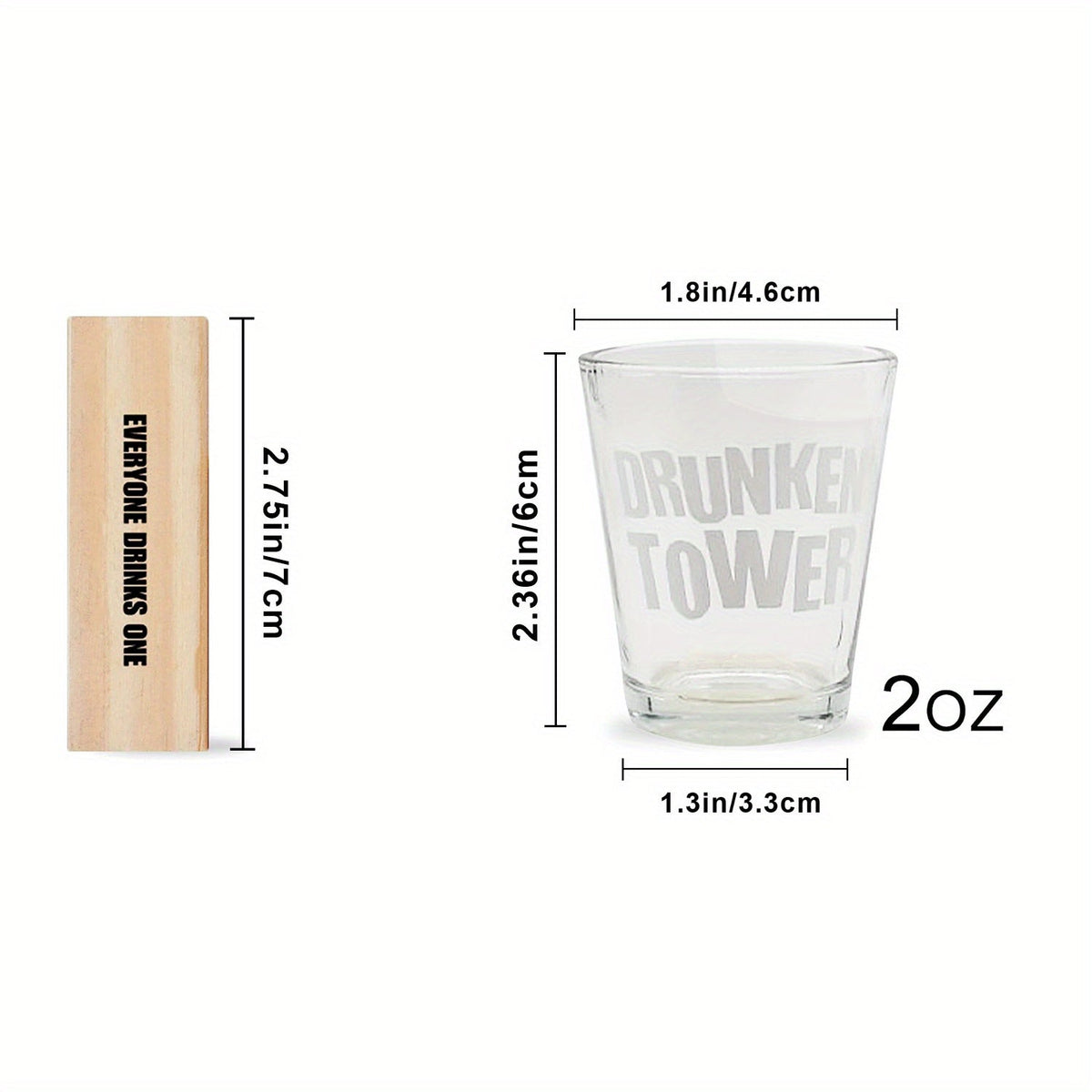 Fun Wooden Tower Drinking Game with 4 Glasses for Unforgettable Evenings