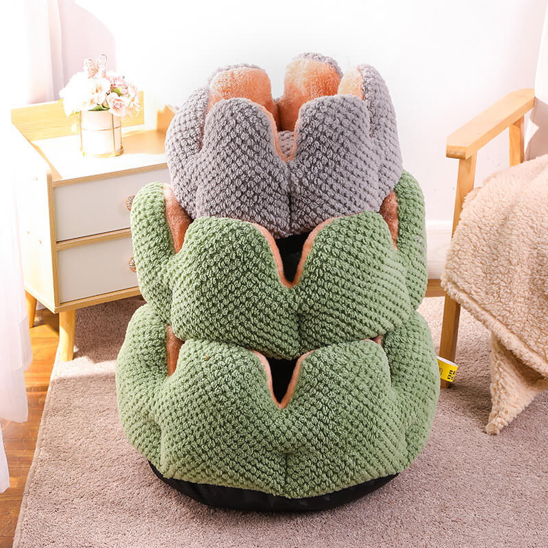 Bequeme Haustierliege im Kaktus-Design aus weichem Korallenvelours