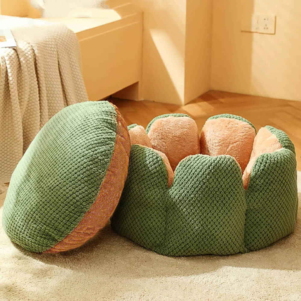Bequeme Haustierliege im Kaktus-Design aus weichem Korallenvelours